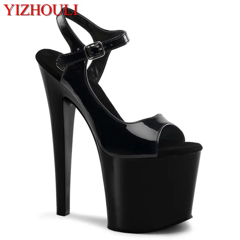 17 cm sandals, 7 inch lacquered soles, party walks, models using pole dancing exercises, dance shoes