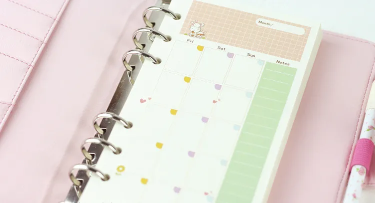 40 Blatt Kawaii A5 A6 Loseblatt-Notizbuch, Nachfüllung, Spiralbinder, Registerpapier, Innenseiten, Tagesplaner, Linienraster, leere Agenda – Detail 19
