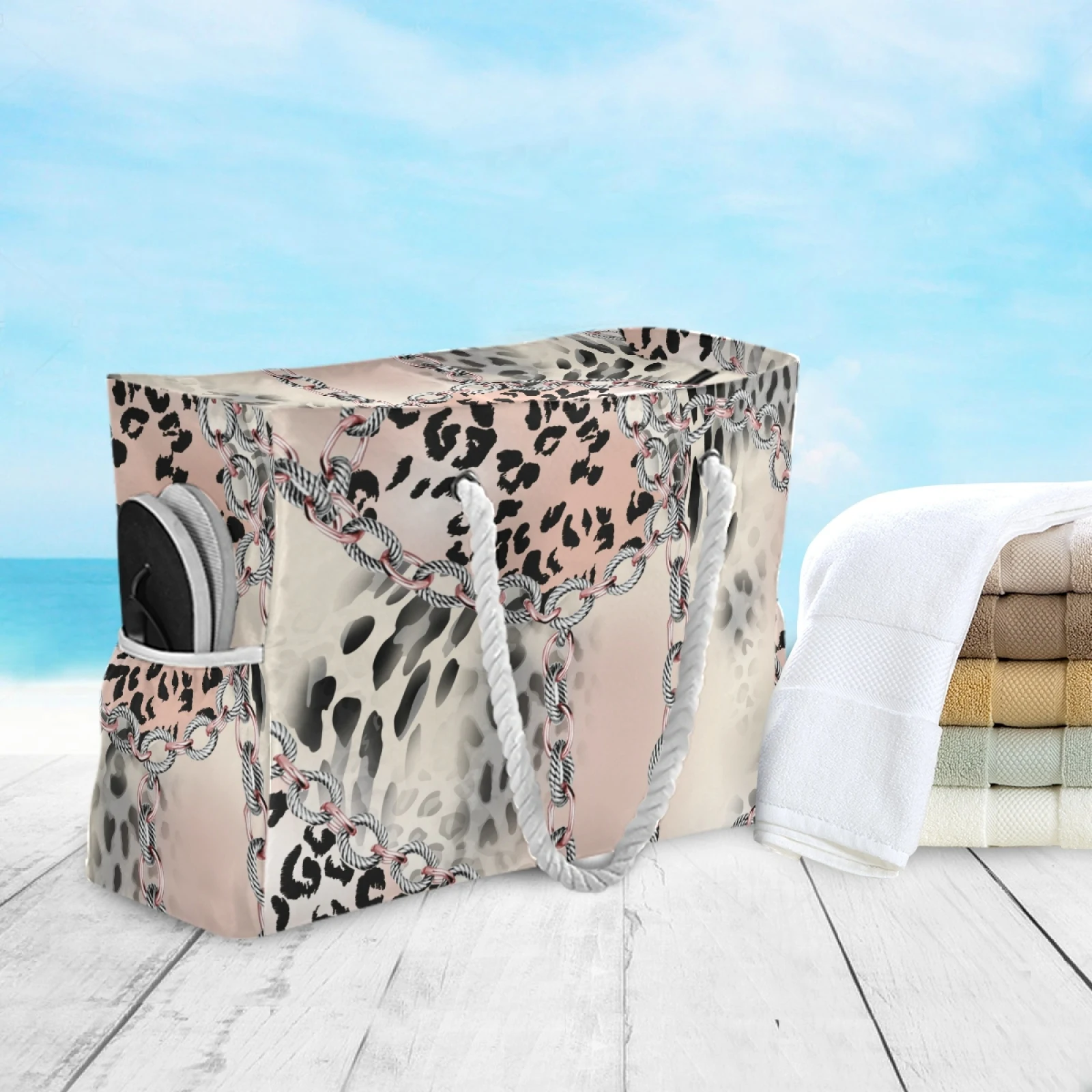 Imagem -06 - Nova Bolsa de Praia de Impressão de Leopardo Feminino Bolsa de Ombro Único Moda Leve All-match Bolsala de Compras Bolsa de Praia 2023