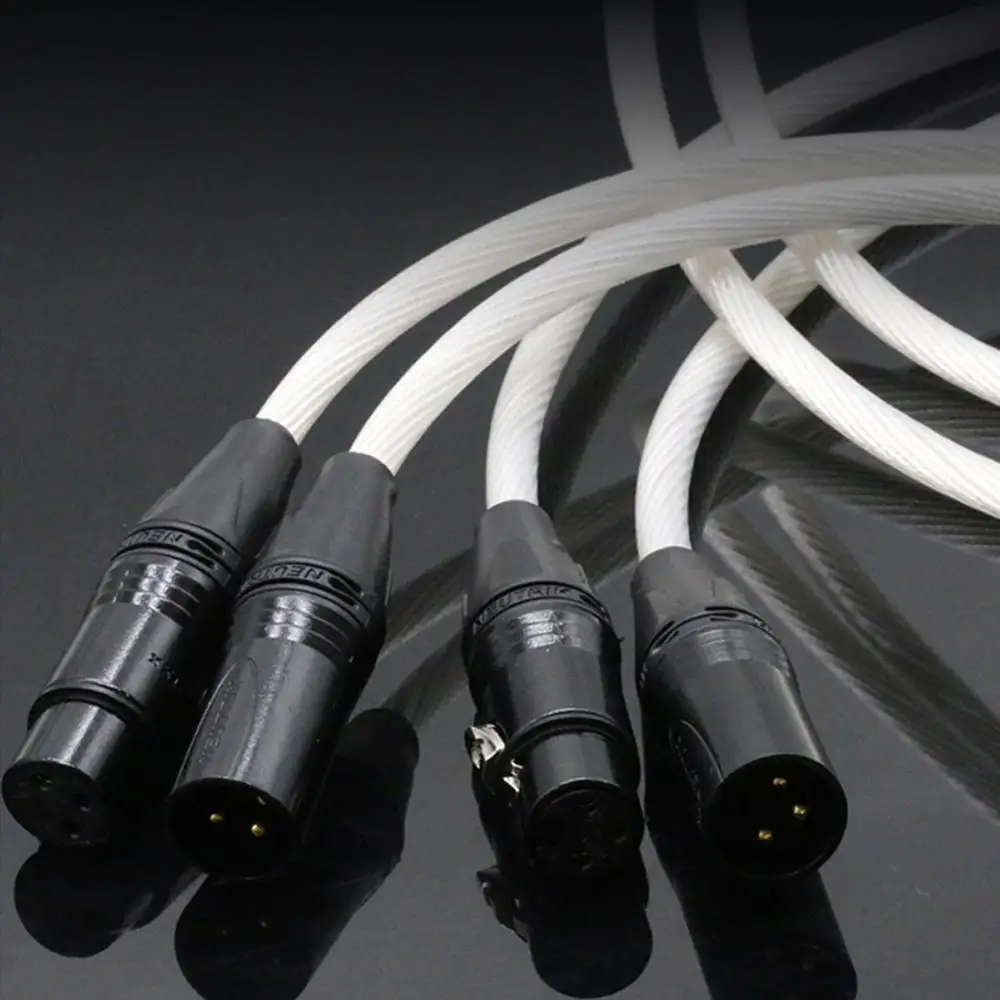 TOP-HiFi Pair neutrik XLR Balance Cable Pure Silver 7NOCC Cable 2 XLR Male to 2 XLR Female Cable Balance line Cord