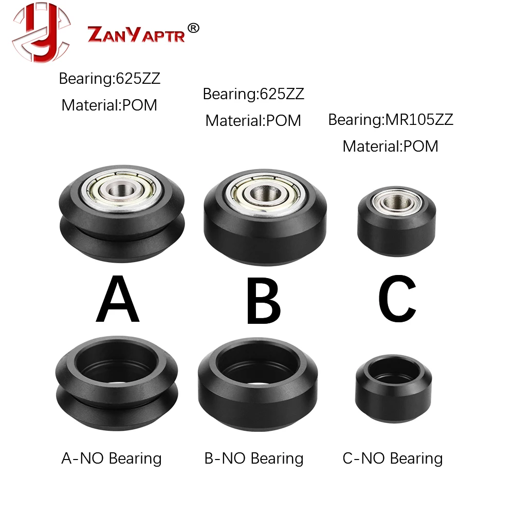 

10pcs CNC Openbuilds Plastic wheel POM with 625zz MR105zz Idler Pulley Gear Passive Round Wheel Perlin Wheel V type for V-Slot