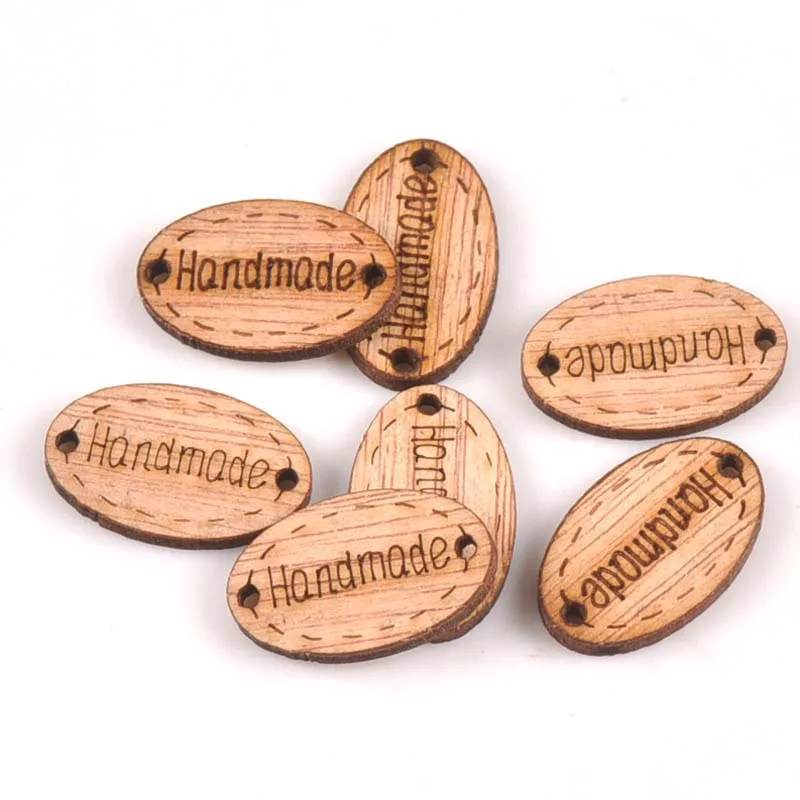 DIY Jewelry Accessories Hand Made hand-made Words Wooden Nameplate Buttons  100pcs Mixed Painting Wooden Buttons   15-35mm