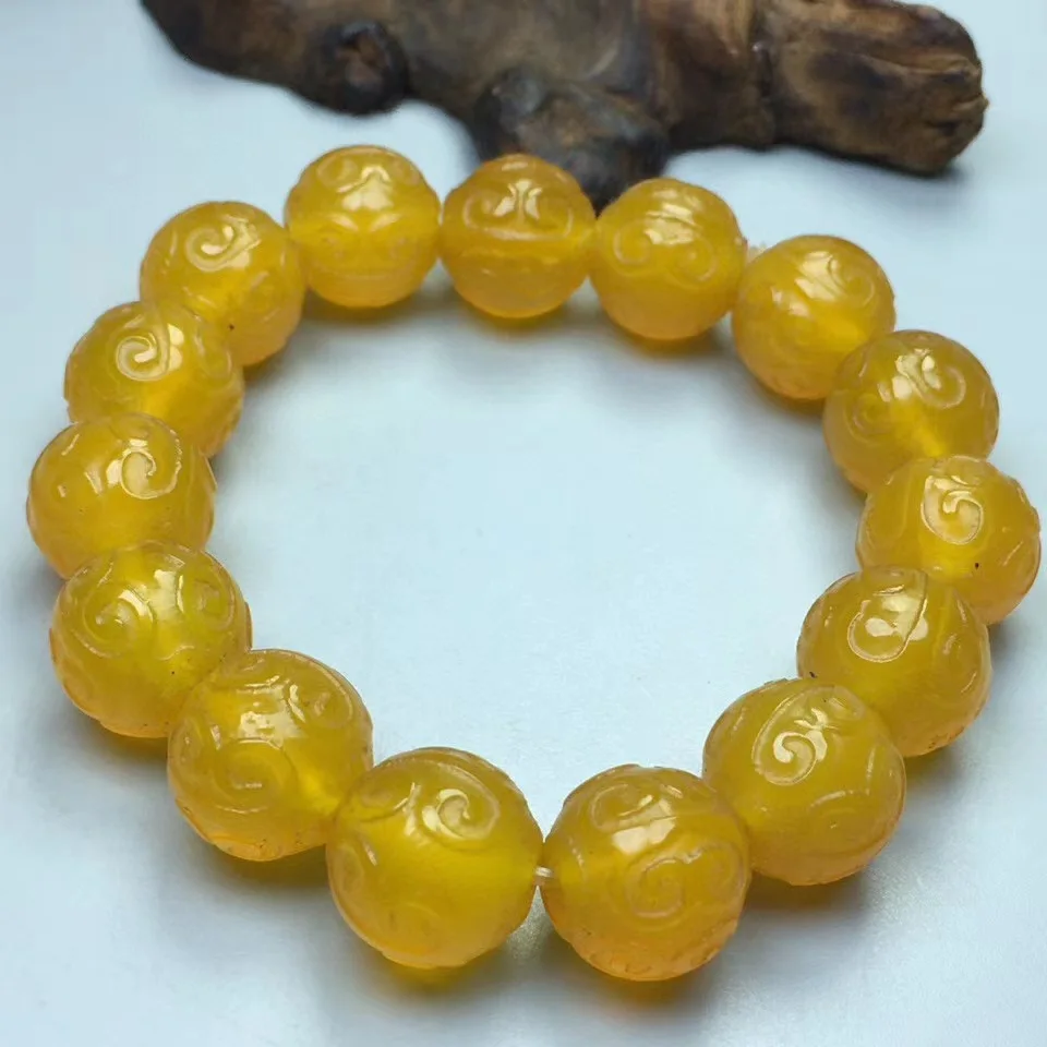 100% natural calcedônia amarelo pulseira, alta qualidade mão esculpida pulseira, pulseira feminina, masculino enviar suas namora