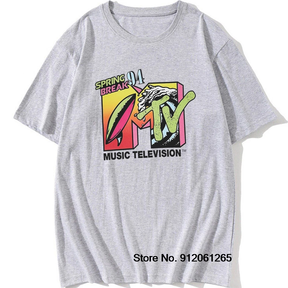 MTV Music Television Retro T Shirt Mens Spring Break 94 Rock Hip Hop TV Show T-Shirts Cotton Funny Cool Fashion Tops Tees Gift