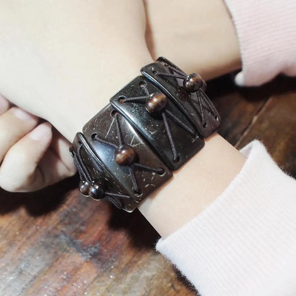 Bohemian Geometric Bracelets For Women Handmade Wood Bracelet Bangle Fashion Ethnic Jewelry Ladies Gift UKEN