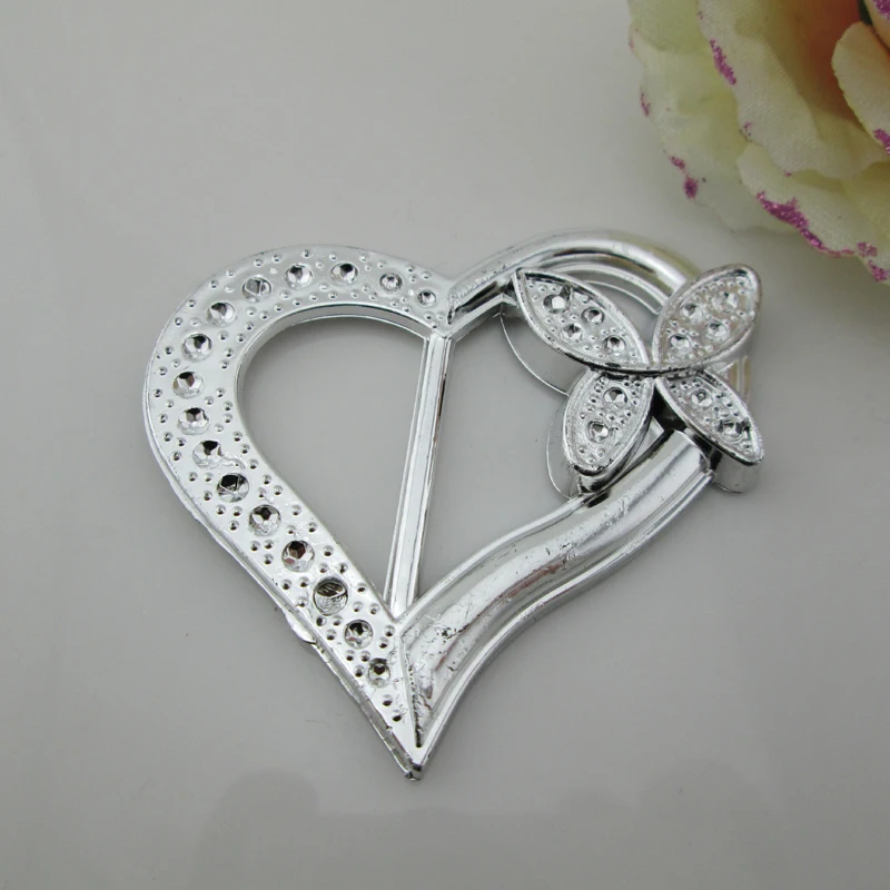 5pcs New Large Heart Clear Plastic Acrylic Wedding Decorative Buckle 30mm