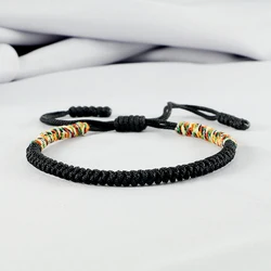 Adjustable Weave Bracelet Tibetan Buddhist Charm Love Lucky Tibetan Handmade Knots Bangles Vintage Rope Bracelets For Women Men