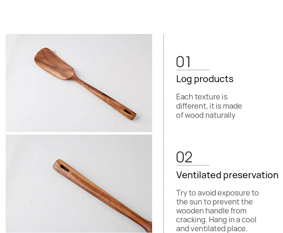 1-7 Stück/Set Teakholz-Küchenbesteck: Sieb- und Suppenlöffel, spezieller Nano-Schöpflöffel, Kochlöffel, Holz-Küchenzubehör-Set – Detail 26