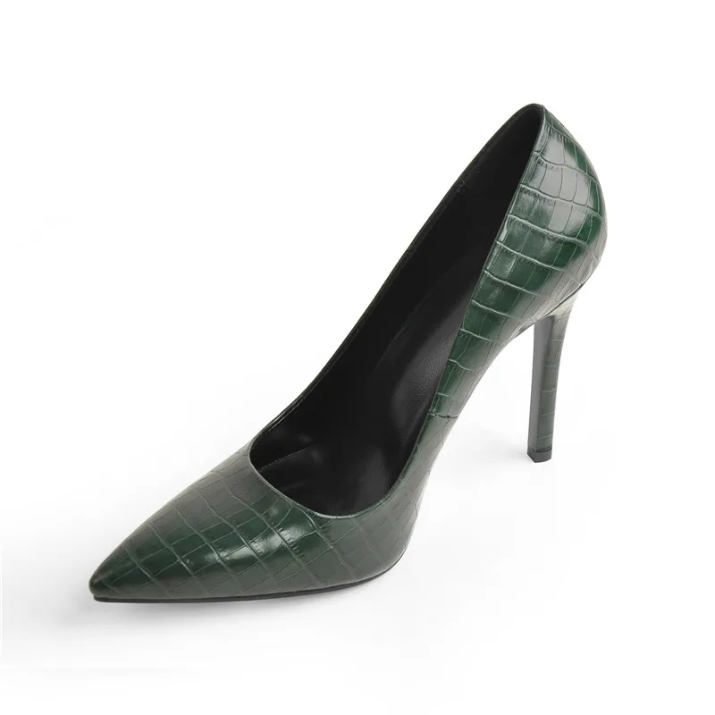 Onlymaker Women\'s Pointed Toe Darksea green Slip On Thin Heel s Stone Patent Leather  Stiletto Pumps