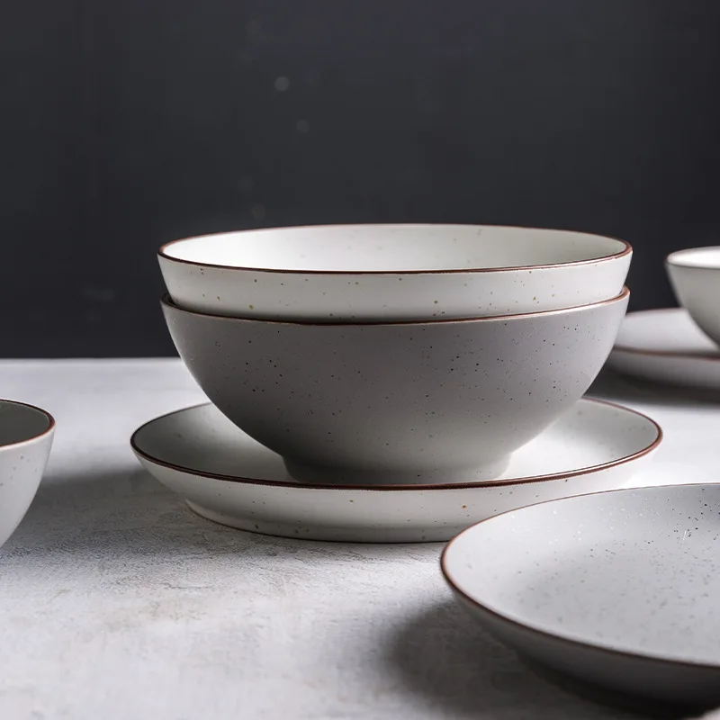 32pcs/set Nordic Style Ceramic Plate Set Family 6 Person Dinner Set Meal Shallow Plate Rice Bowl
