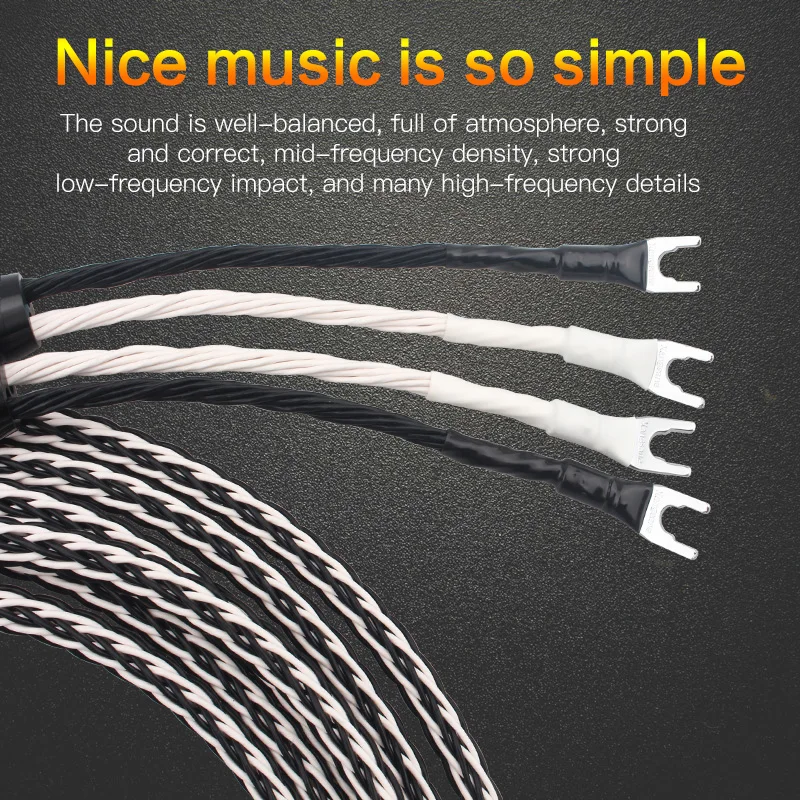 

hifi 8TC single crystal copper OCC audio speaker cable HiFi amplifier speaker cable Banana plug- Banana plug-Y FEP quilt