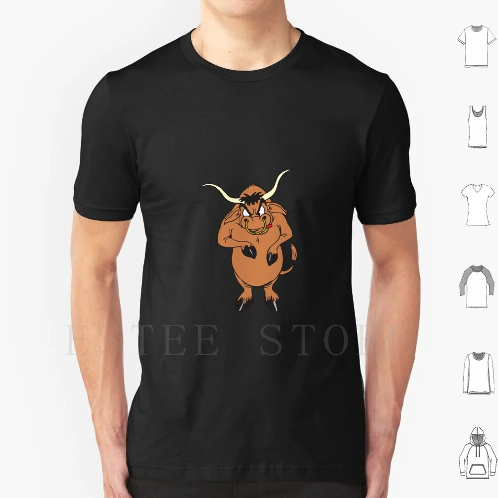 Bull T Shirt Cotton Men DIY Print Bull Angry Lips Ring Standing Nose Horns Animal Tail Tongue Licking