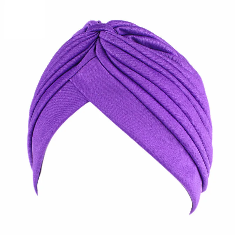 Neue Blume Dekoration Turban Einfarbig Für Frauen Mode Haar Tragen Kopf Wrap Damen Kopfbedeckungen Krebs Hüte Indien Kappe Bandana – Detail 13