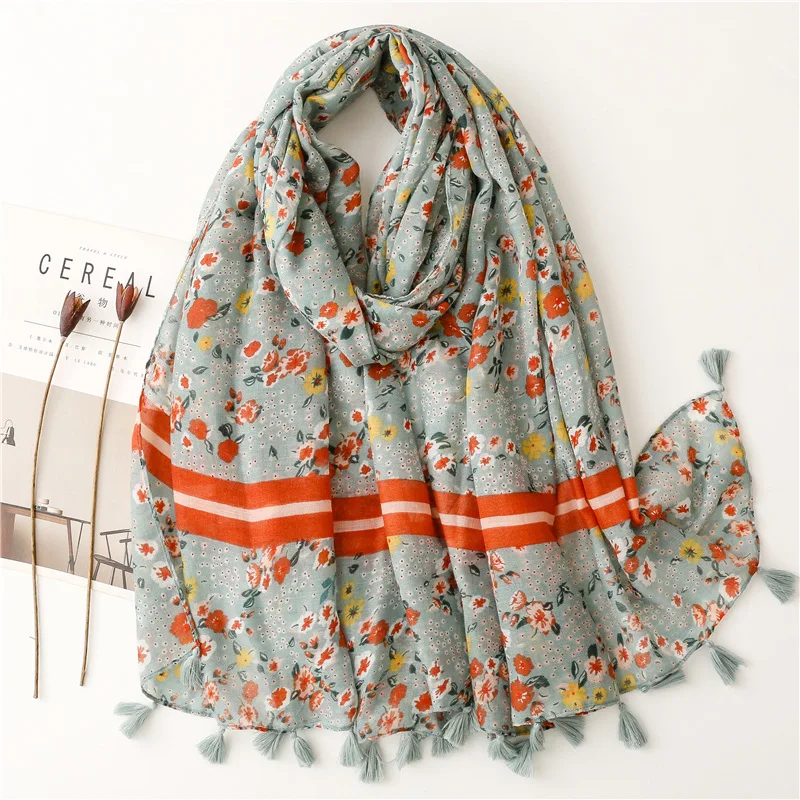 2021 Fashion Small Flower Print Scarf  Head Hijab Shawls Wrap Soft Floral Free Shipping