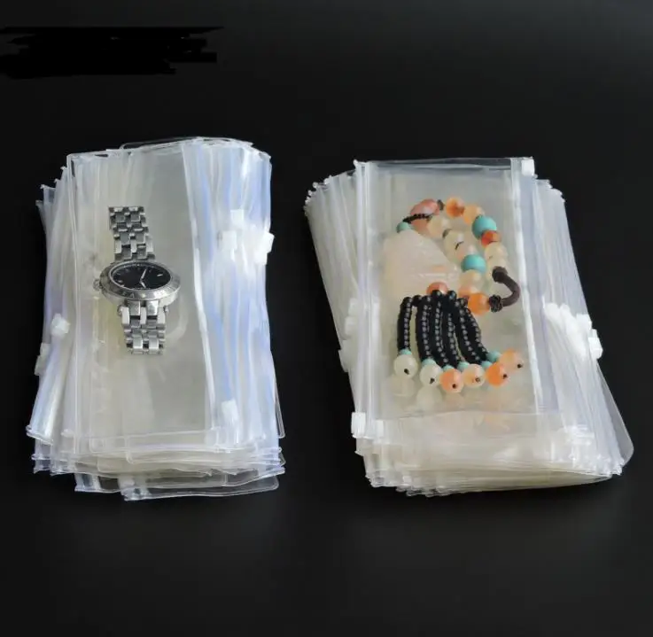 300pcs Clear PVC Bags Zipper Plastic Jewelry Packaging Jewelry Display Watch Pouches Storage Case Bag SN3774