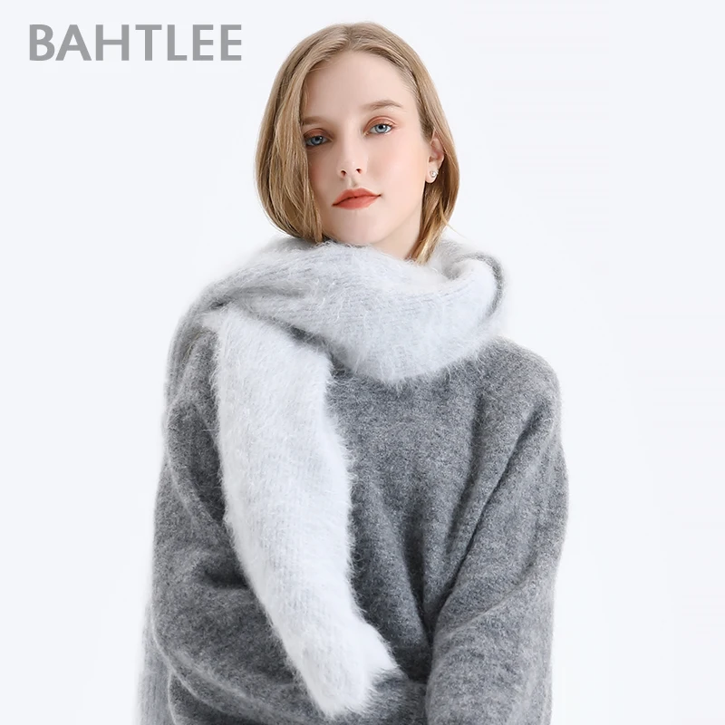 BAHTLEE-Wool Knitting Neckerchief for Men and Women, Angora Scarf, Keep Warm, Perfect Neutral, Winter