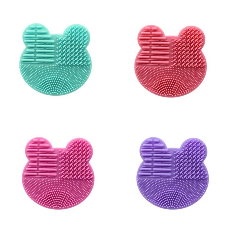 Tin Box Cosmetic Brush Cleaning Box Silicone Heart-Shaped Bear Scrub Box Filter Sponge Eye Shadow Brush Quick Dry Cleaning