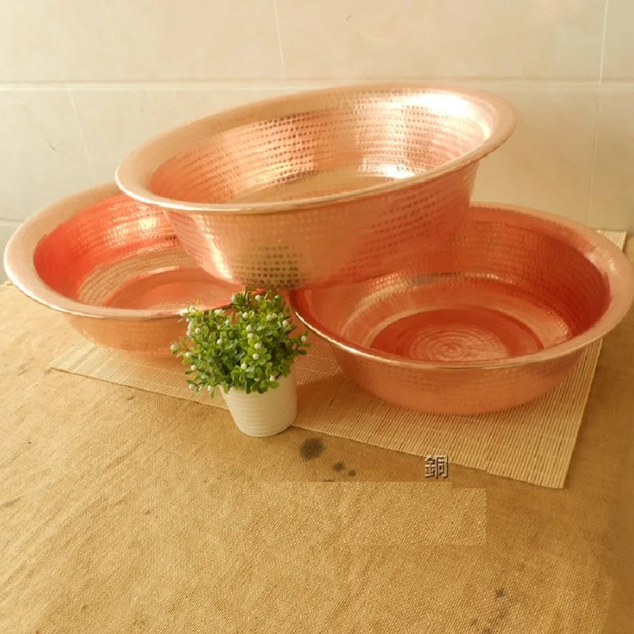 1 PC Pure Copper Basin Washbasin Foot Bath Wedding Handmade Thick Gift