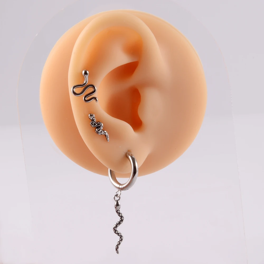 1PC Surgical Steel Tragus Helix Cartilage Snake Ear Earrings Snake Earring Dangly Lobe Helix Stud Body Piercing Jewelry 20g