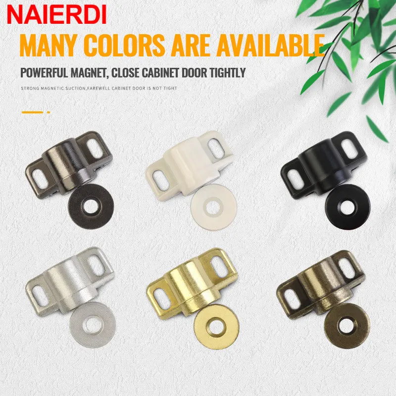 NAIERDI Strong Magnetic Cabinet Door Catches Silver Magnetic Cabinet Catches Powerful Magnet Door Closer Door Hardware