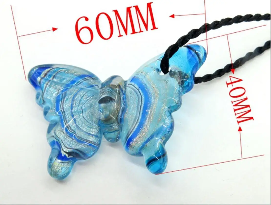 Nowe ręcznie robione szkło Lampwork Murano kolorowy wisiorek z motylem Fit naszyjnik gorąca sprzedaż biżuteria prezenty LL05