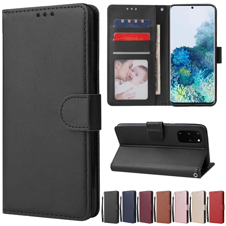 Leather Wallet Flip Case For Samsung Galaxy S21/S20 Plus/Ultra/FE S10E S10/S9/S8 Plus S7/S6 Edge S5 Note 9/10 Pro/20 Ultra Cover