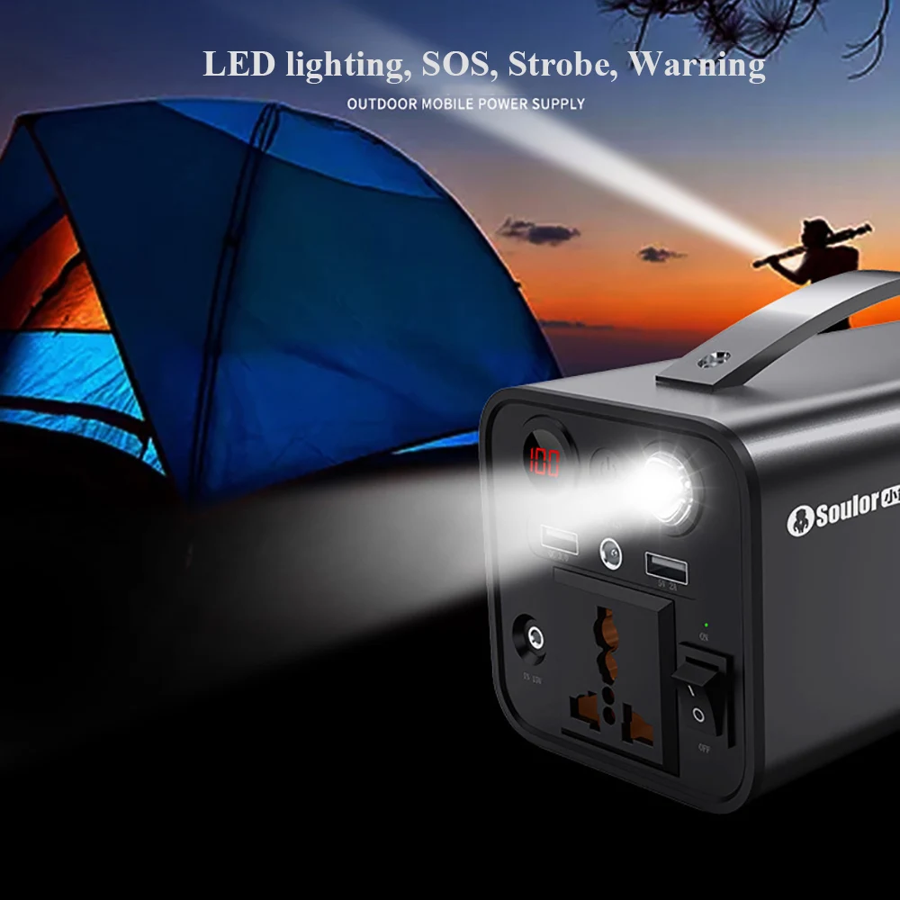 220V 200W Generator Battery Charger 58000mAh Portable Power Station Outdoor Emergency Power Supply Camping Power Bank Inverter