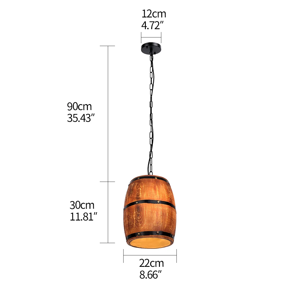 American Retro Resin Wine Barrel Translucent E26/E27 Lighting Pendant Lamp Cafe Restaurant Bedroom Bar Decoration Hanging Lights