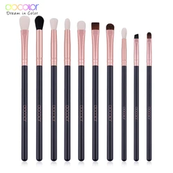 Docolor 10Pcs Black Eyebrow Brush Set Horse Hair Powder Foundation Eyeshadow Make Up Brushes Cosmetics Lip Pincel Makeup Tool