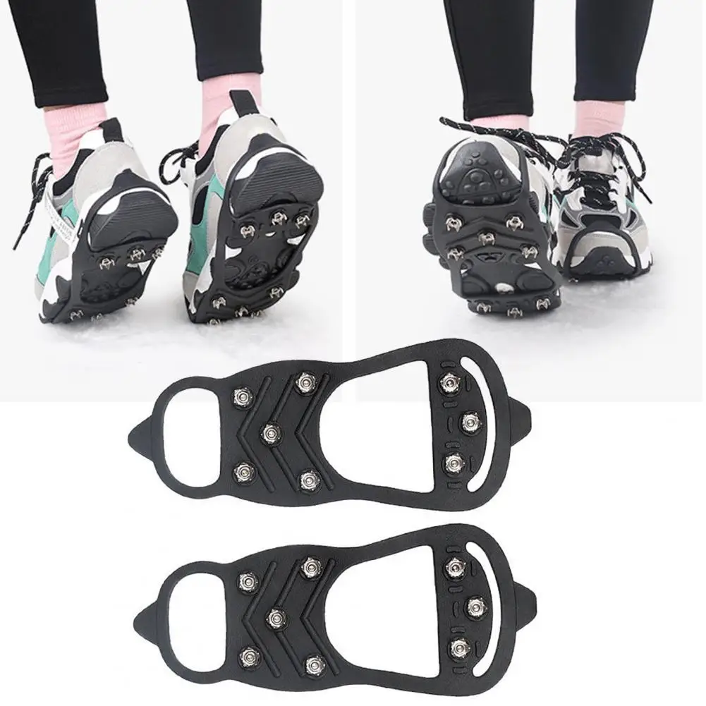 2Pcs 8-tooth Ice Snow Ice Studs Grip Spikes Walk Riding Bike Cleat Crampons Shoe Cover Non Slip Shoes Outdoor Winter Shoes Cover