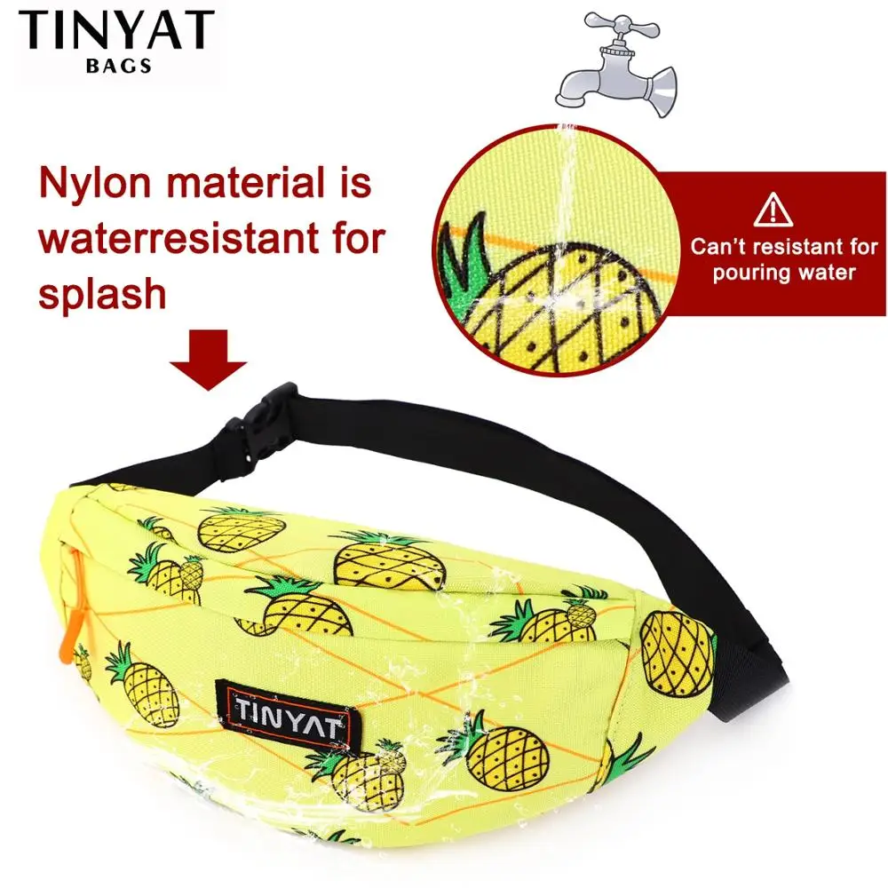 TINYAT Waist Pack Men Women Print Pineapple Fashion Polyester Belt Bag Casual Belt Pouch Female Travel Banana Bag for Travel