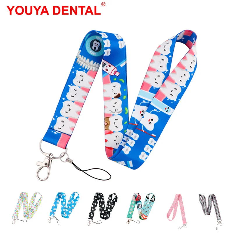 Dentista-DIY Pendurar Corda Lanyards, Correias Do Telefone Móvel, Pendurado Corda Do Pescoço para o iphone, Forma Do Dente, Cartão De Identificação,