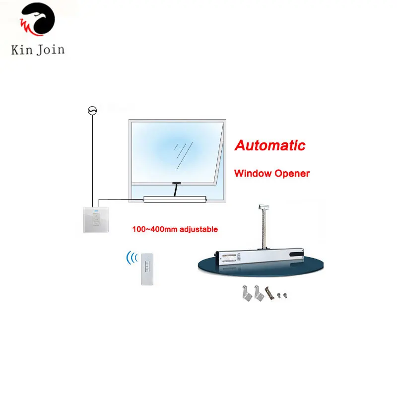 KINJOIN Chain Window Opener,Remote Control Auto Window Opener(With Receiver And Remote Control)