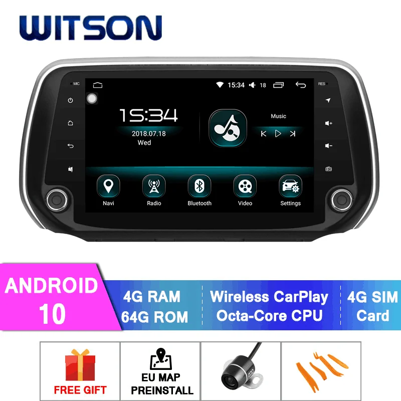 

WITSON Android 10.0 4+64GB 10.2" CAR DVD GPS For HYUNDAI SANTA FE 2018 CAR AUDIO PLAYER