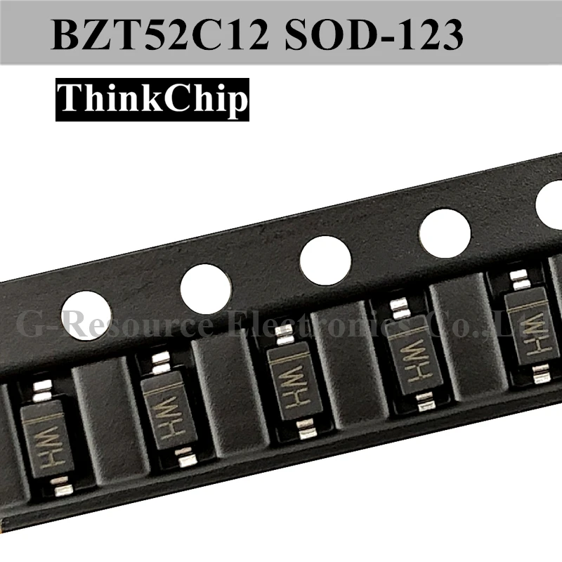 (100Pcs) BZT52C12 SOD-123 SMD 1206 Tegangan Stabil Diode 12V (Menandai WH)
