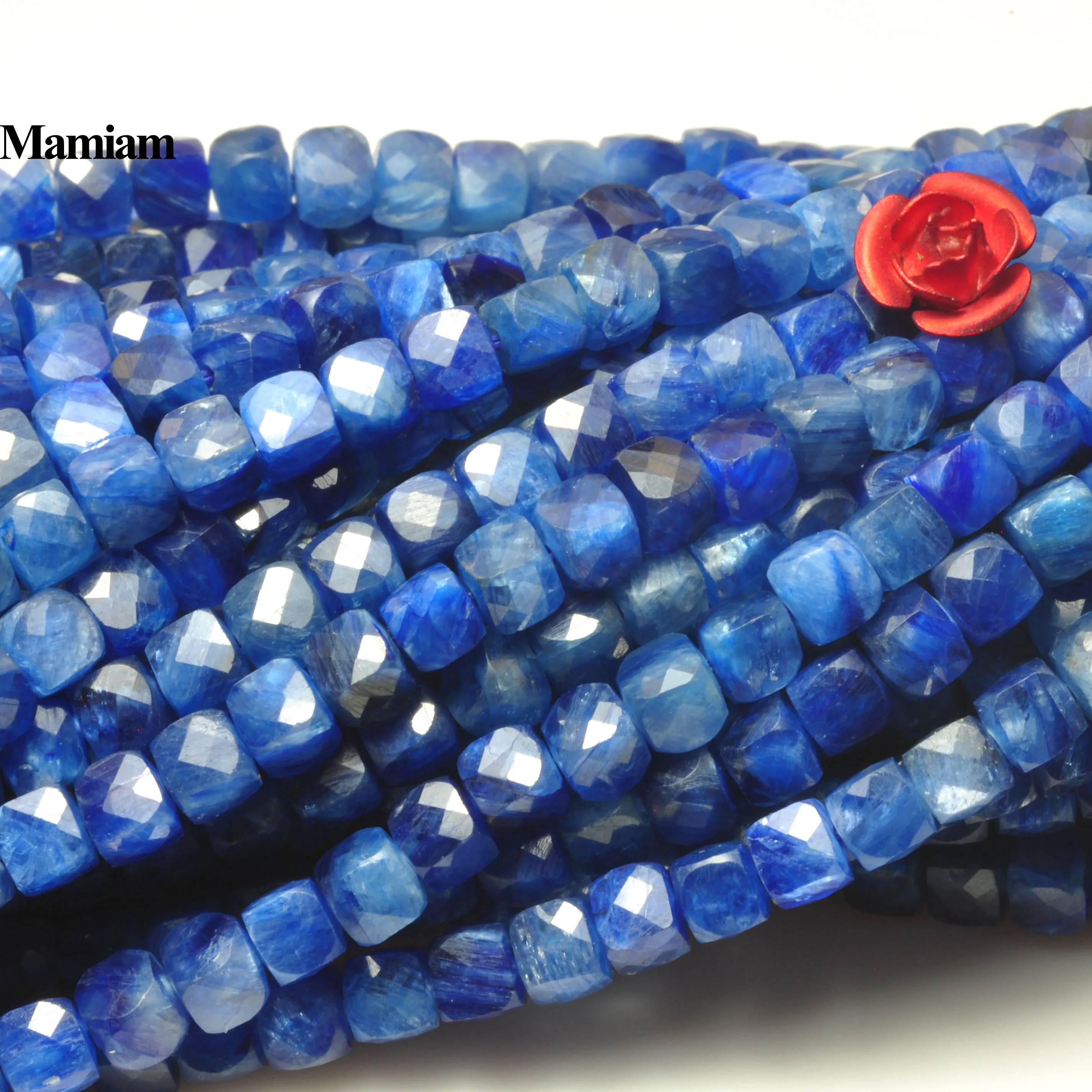 

Mamiam A+ Deep Blue Kyanite Faceted Square Beads 4+-0.2mm Smooth Loose Round Stone Diy Bracelet Necklace Jewelry Making Design