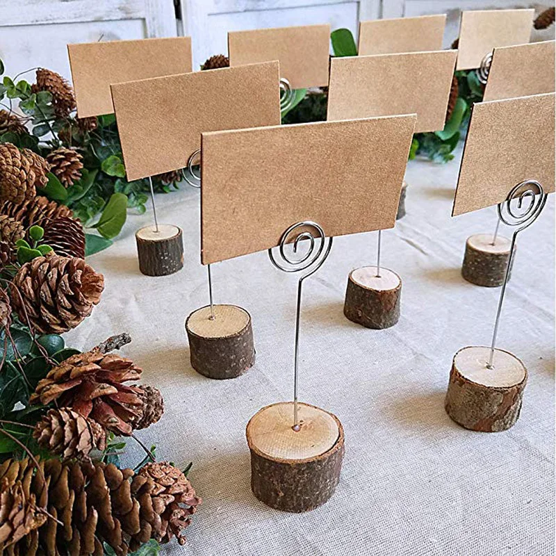 Rustic Wood Table Number Holder Wedding Place Card Holder Menu Holder Name Clip Pile Photo Stand Party Decoration DIY Crafts