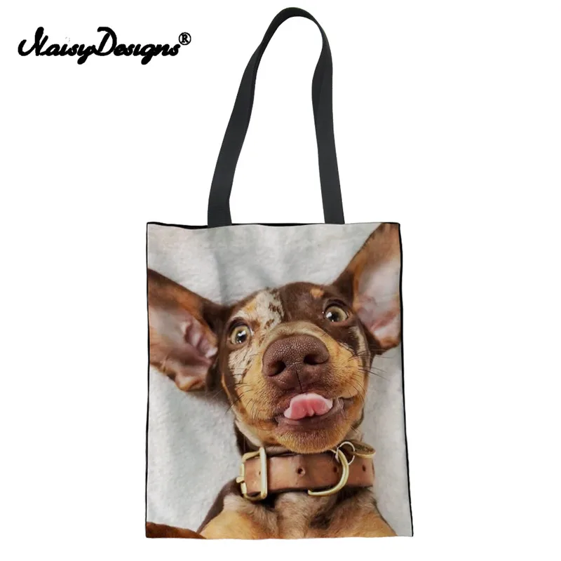 

Noisydesigns Dachshund Canvas Shopping Messenger Bag For Women Ladies Reusable Designer Beach Handbags Student Book Cloth Pack