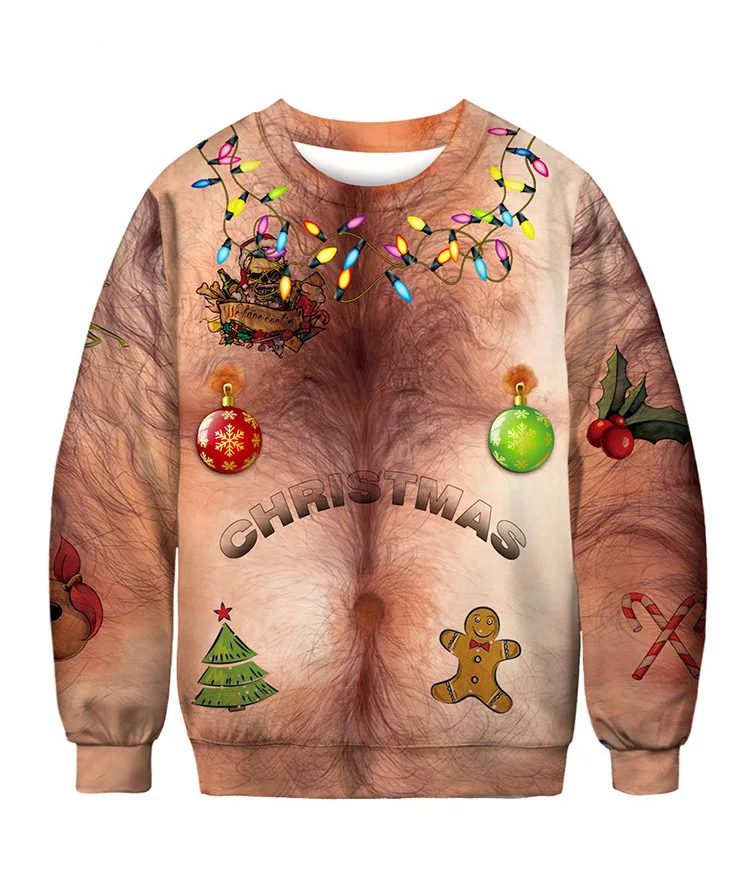 Hässliche Weihnachten Pullover Pullover Pullover Jumper Tops 2020 Männer Frauen Crewneck Langarm Hoody Tops Parodie 3D Druck Kleidung