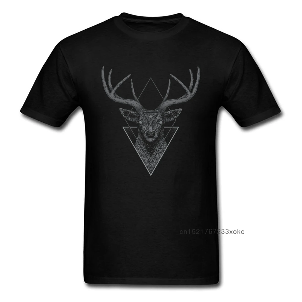 Dark Deer Tees Men Black T Shirt Faddish Tshirt Summer 100% Cotton T-shirts Geometric Triangle Deer Skull Clothes Top Quality