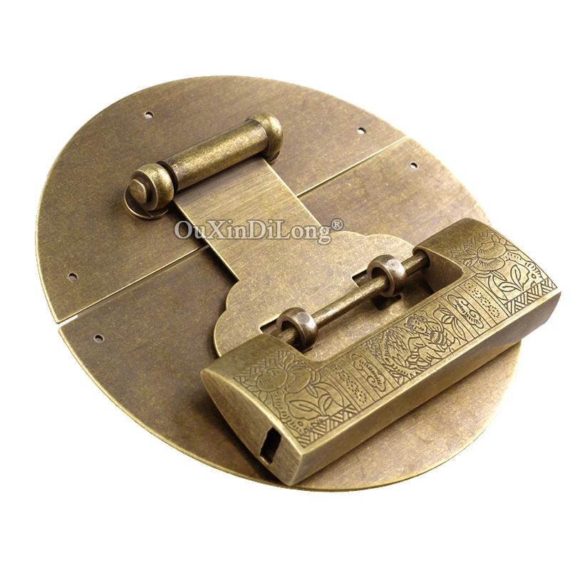 

Retro 2PCS European Antique Brass Lock Hasps Buckle Jewelry Chest Suitcase Wood Cases Box Lock Catch Latches Clasp+Padlock