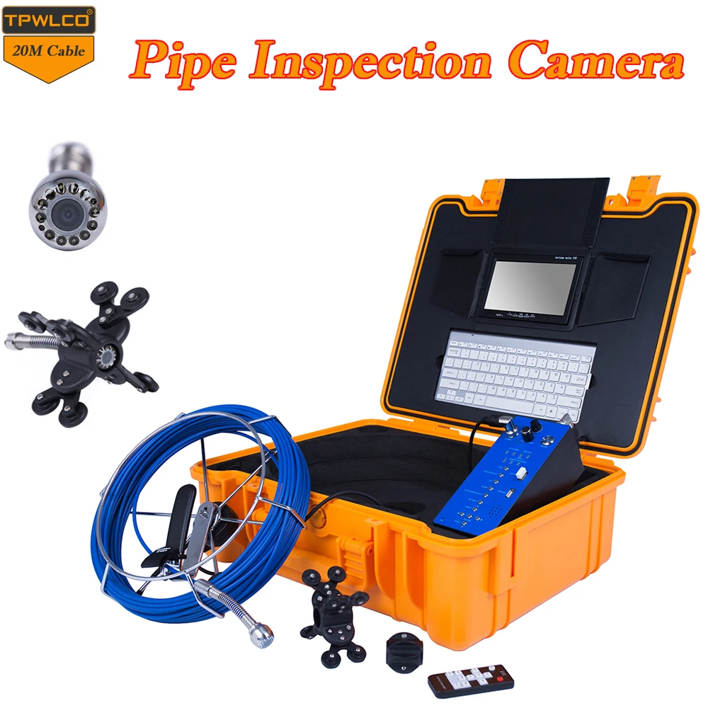 

25mm CCTV-Pipe Inspection Equipment Camera 20m New Blue Cable Support DVR Keyboard Input Drain Sewer Pipeline Industrial System