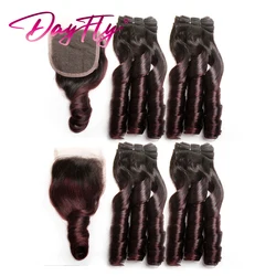 Real Brazilian Hair Weave Bundles with Closure 4x4 Human Hair 4 Bundles Loose Wave Bundles With 4x4 Lace Closure Colored T1b99j