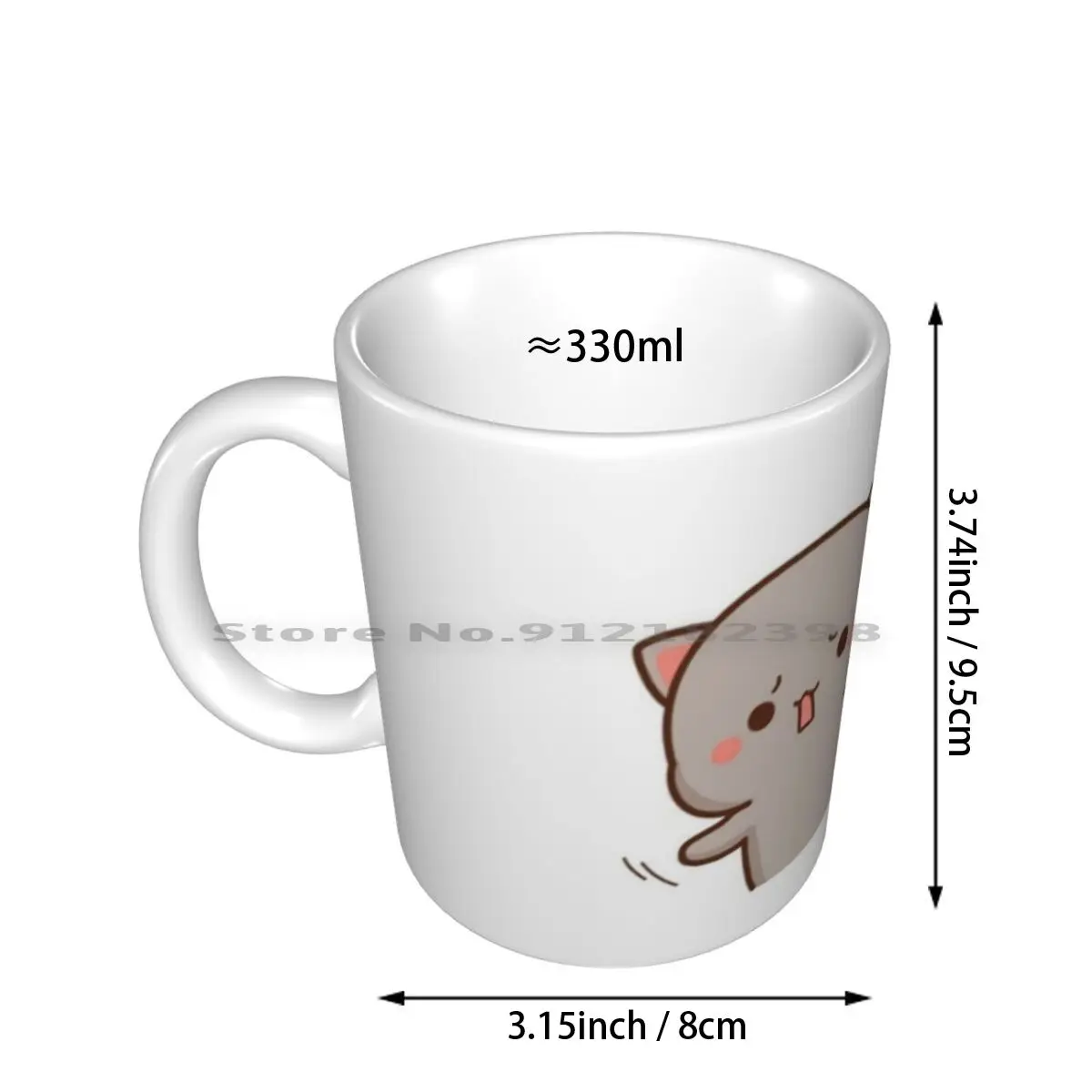 Peach And Goma Mochi Cat Bite Ceramic Mugs Coffee Cups Milk Tea Mug Peach Cat Goma Mochi Cat Kitty Cute Romantic Kawaii