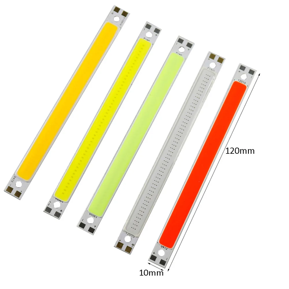 DC 12V LED COB Light Strip Panel Lamp 10W CarVehicle Floodlight Source Bulbs 5 Colors For DIY Lighting 120mm x 9mm