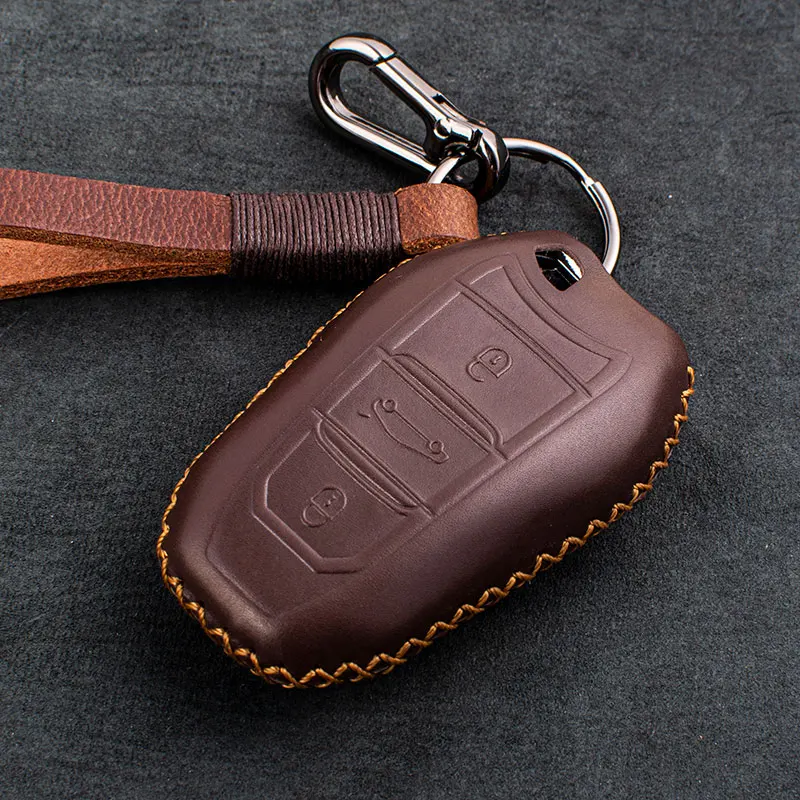 

1 Pcs Genuine Leather Car Key Case For Peugeot 308 408 508 2008 3008 4008 5008 Key Cover Holder Car Styling Accessories