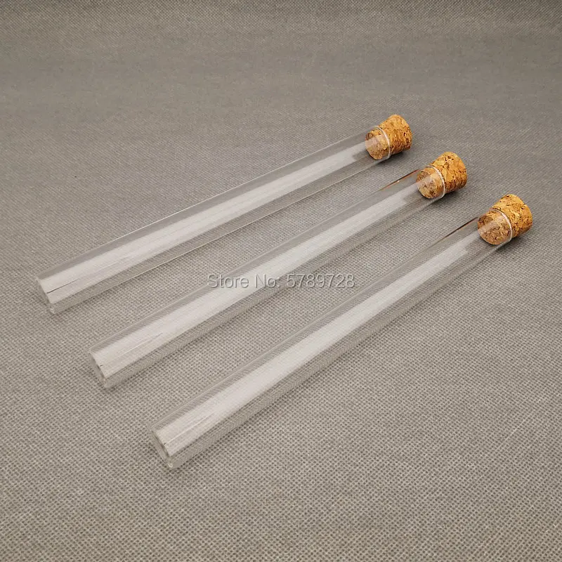 30pcs 20x200mm Glass flat bottom test tube with cork stopper,thickwalls flat - mouth lab test tubes Used in chemistry lab