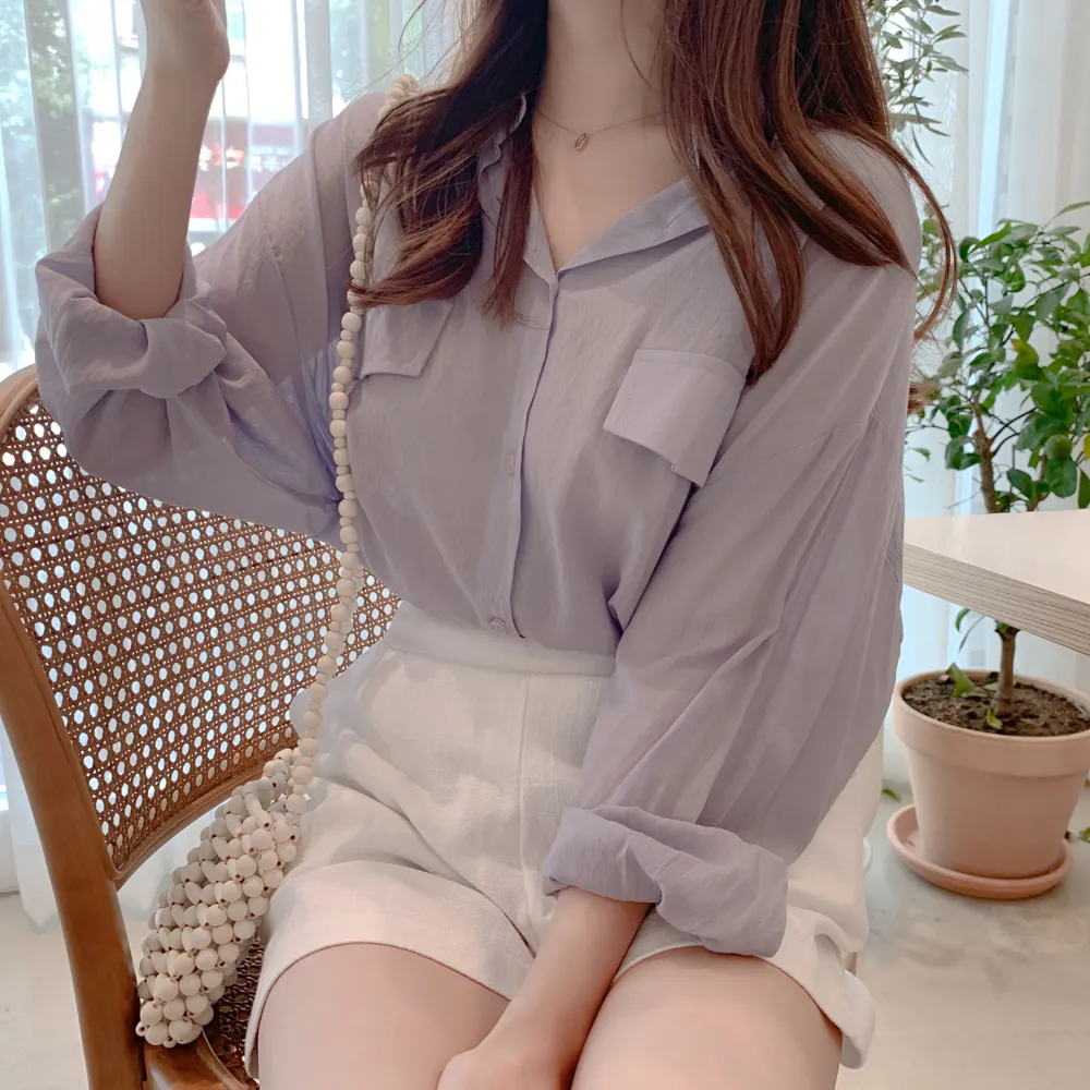 

white Shirt Spring Casual female Tops Women Long sleeve Linen Cotton Girls Blouse Autumn New purple Women Blouses femme