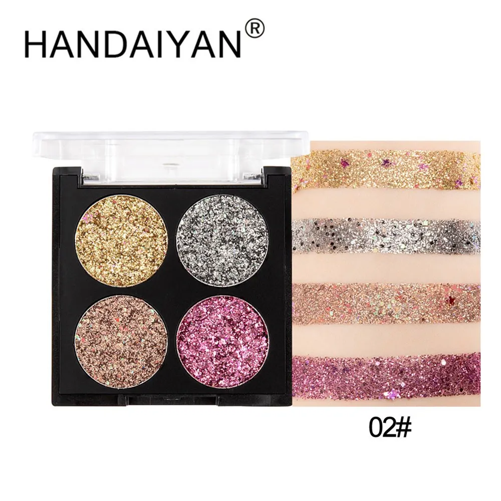 HANDAIYAN 4 Color/set Diamond Eyeshadow Pallete Waterproof Shinny Eye Shadow Professional Make Up Palette Cosmetic for Women Eye