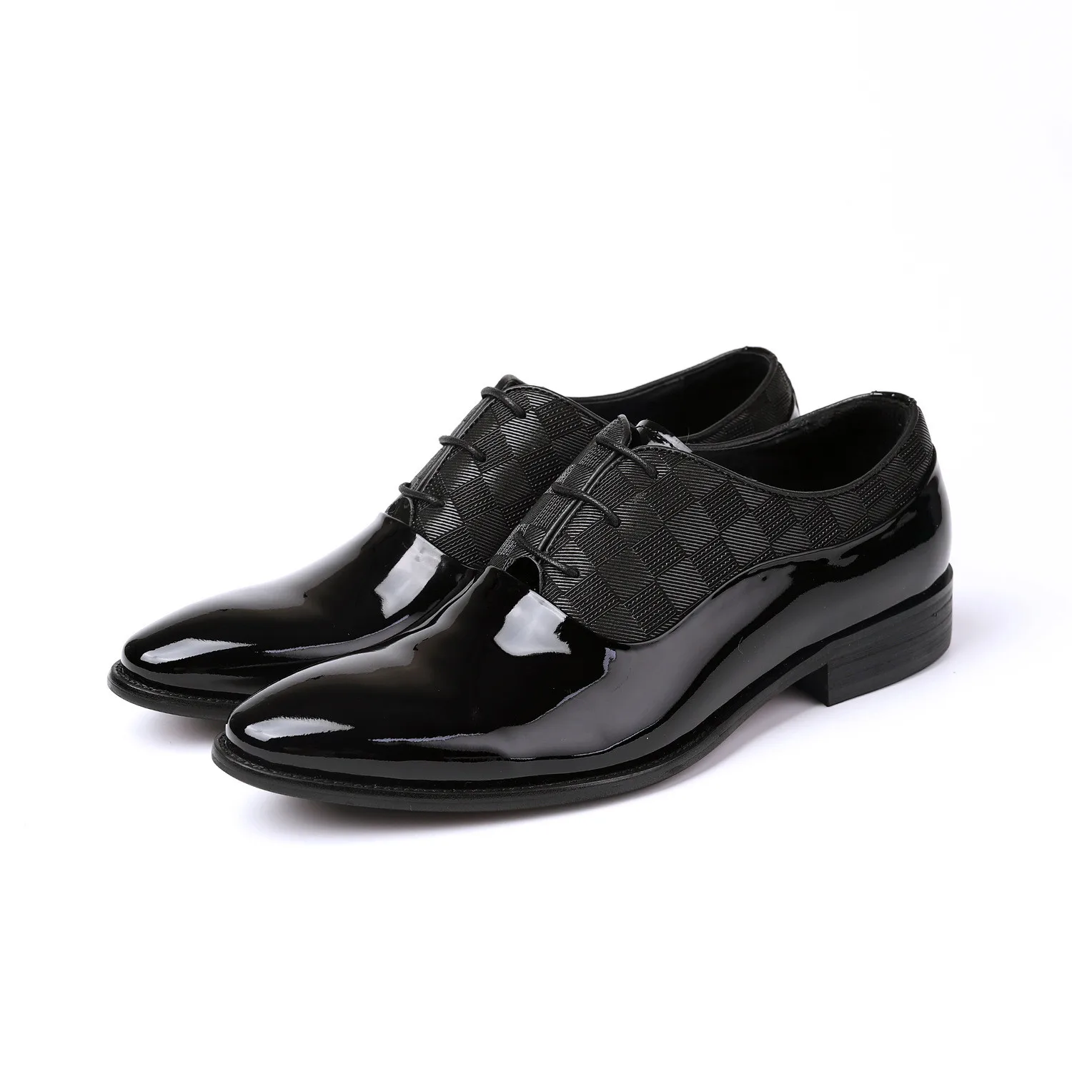 Luxury Patent Leather Wedding Dress Shoes Men Oxfords Pointed Toe Laces Business Office Work Male Shoes Black Size 38-44